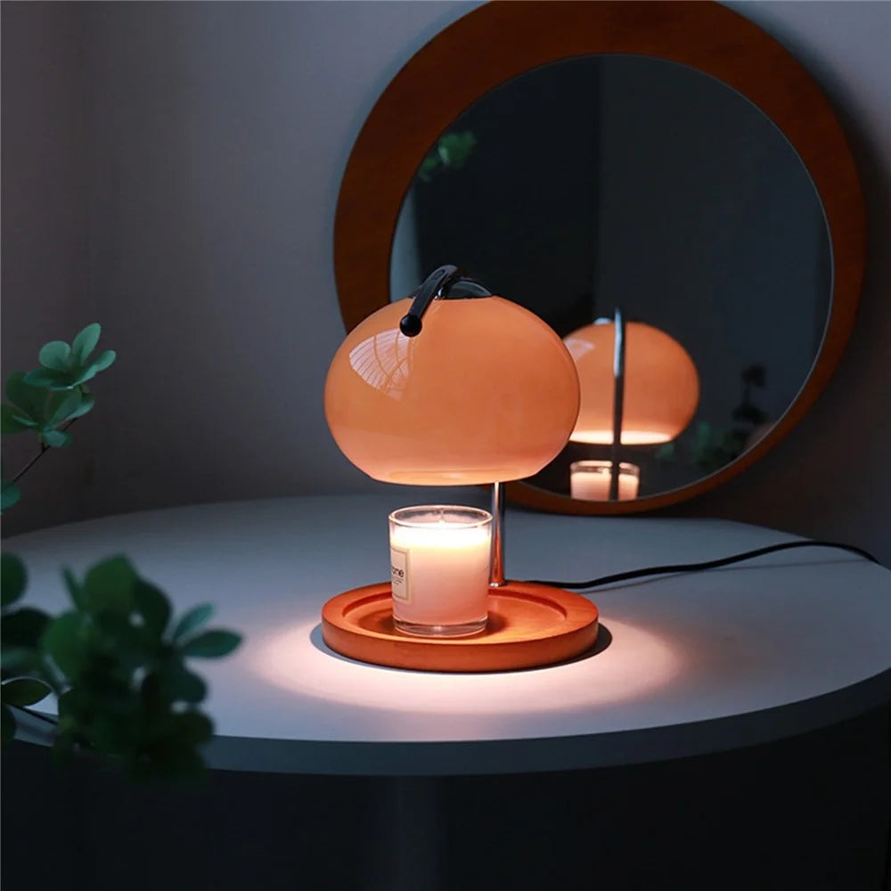 Candle Warmer Lamp Aroma Diffuser Dimmable Wax Melting Lamp Home Decor Night Light, EU Plug - Orange - 3