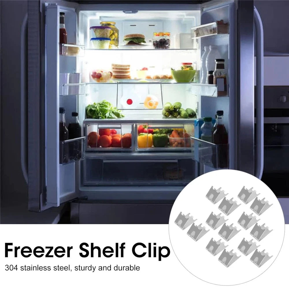 14Pcs Stainless Steel Frigerator Hooks Freezer Shelf Clips 1.5mm Refrigerator Shelf Clips - 2
