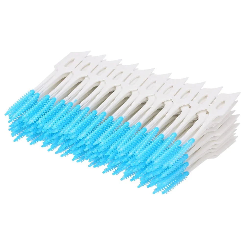 160Pcs Silicone Dental Floss Picks Interdental Brushes Soft Toothpick for Oral Care - Blue - 4