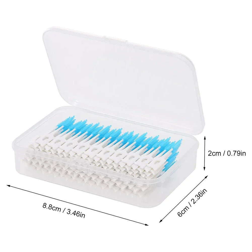 160Pcs Silicone Dental Floss Picks Interdental Brushes Soft Toothpick for Oral Care - Blue - 5