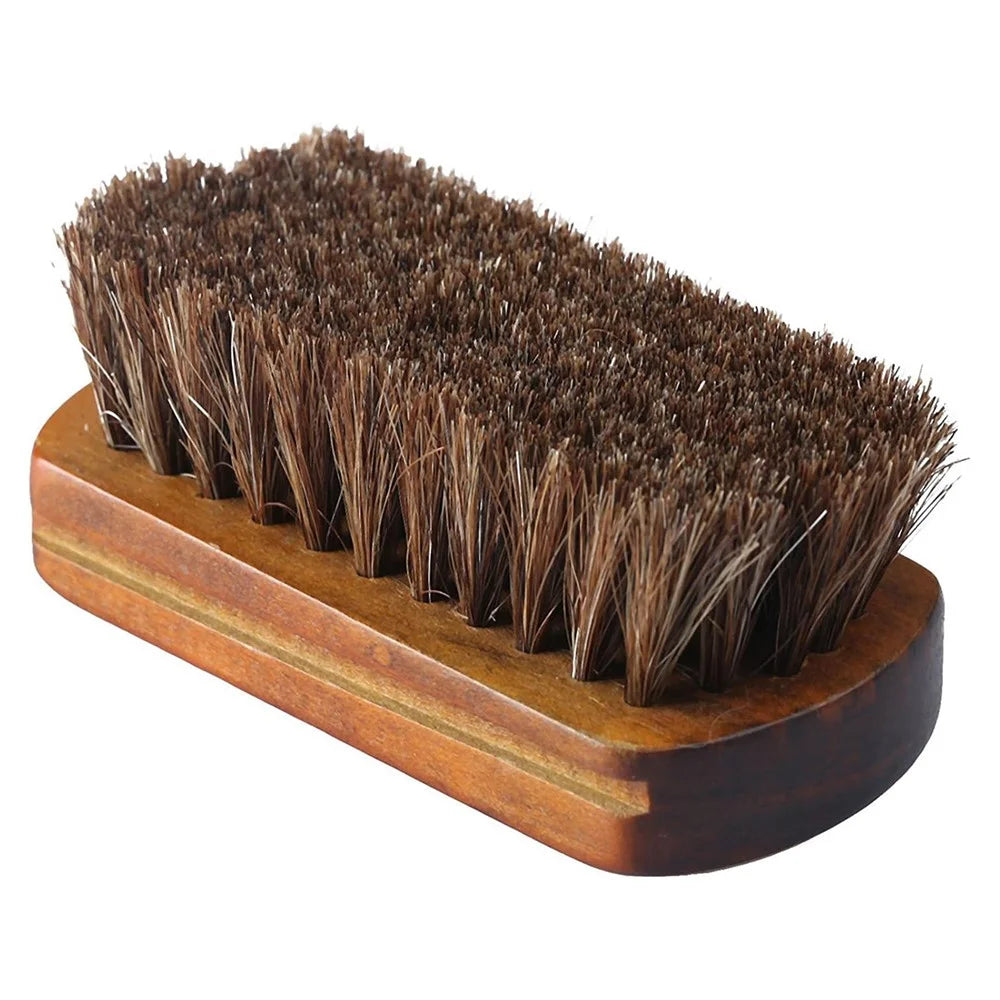 Professional Wooden Handle Horsehair Bristles Polishing Brush for Leather Boot Shoes - 1