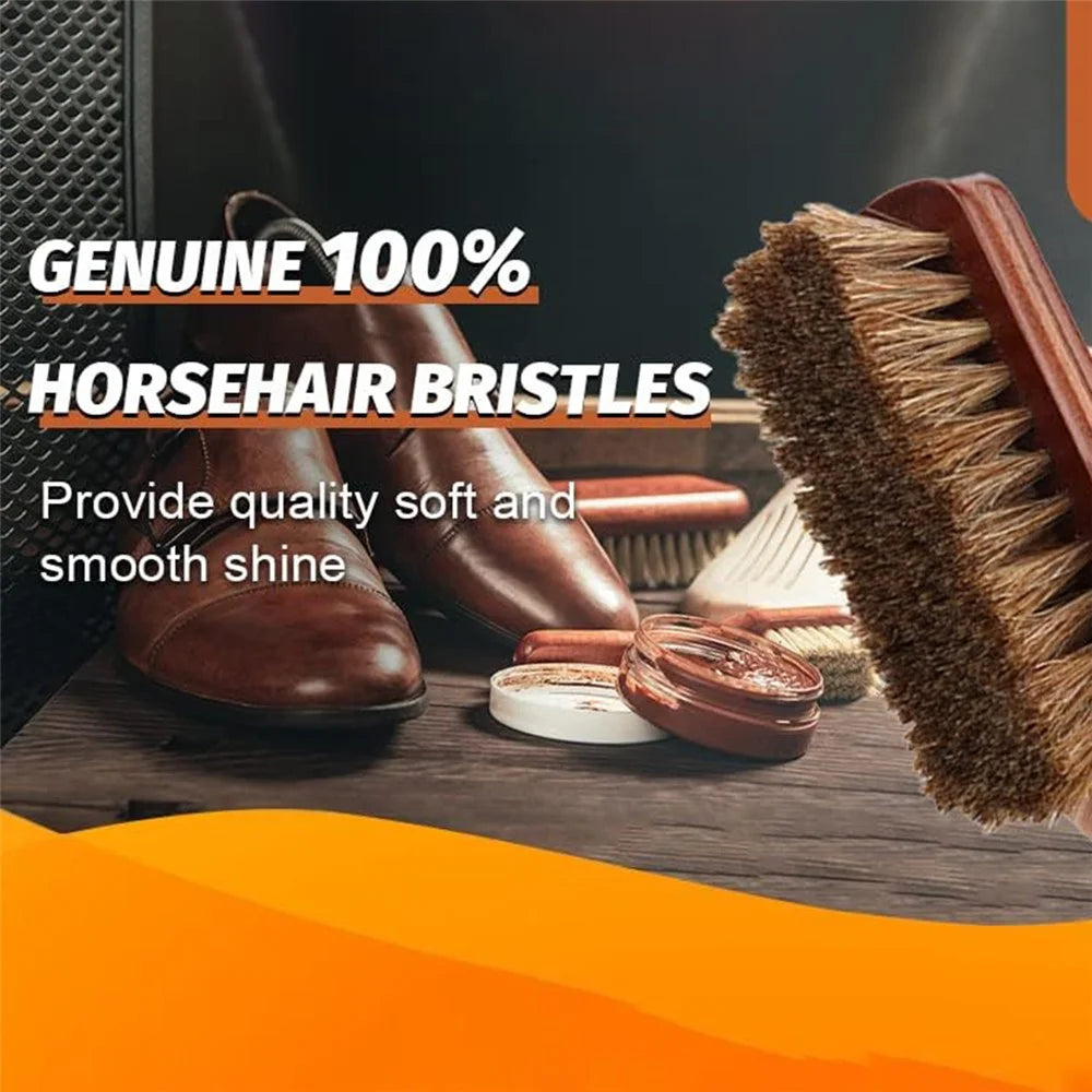 Professional Wooden Handle Horsehair Bristles Polishing Brush for Leather Boot Shoes - 2