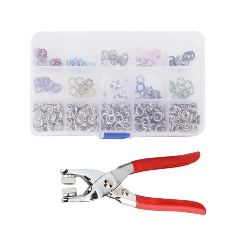 Button Plier Snap Fastener Kit Solid Hollow Metal Snap Fasteners with Press Studs for Clothing Crafts Sewing - 1