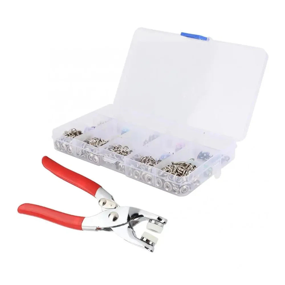 Button Plier Snap Fastener Kit Solid Hollow Metal Snap Fasteners with Press Studs for Clothing Crafts Sewing - 2