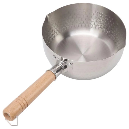 20cm Diameter Stainless Steel Japanese Saucepan with Wooden Handle Milk Soup Pot, without Lid (BPA Free, No FDA) - 1
