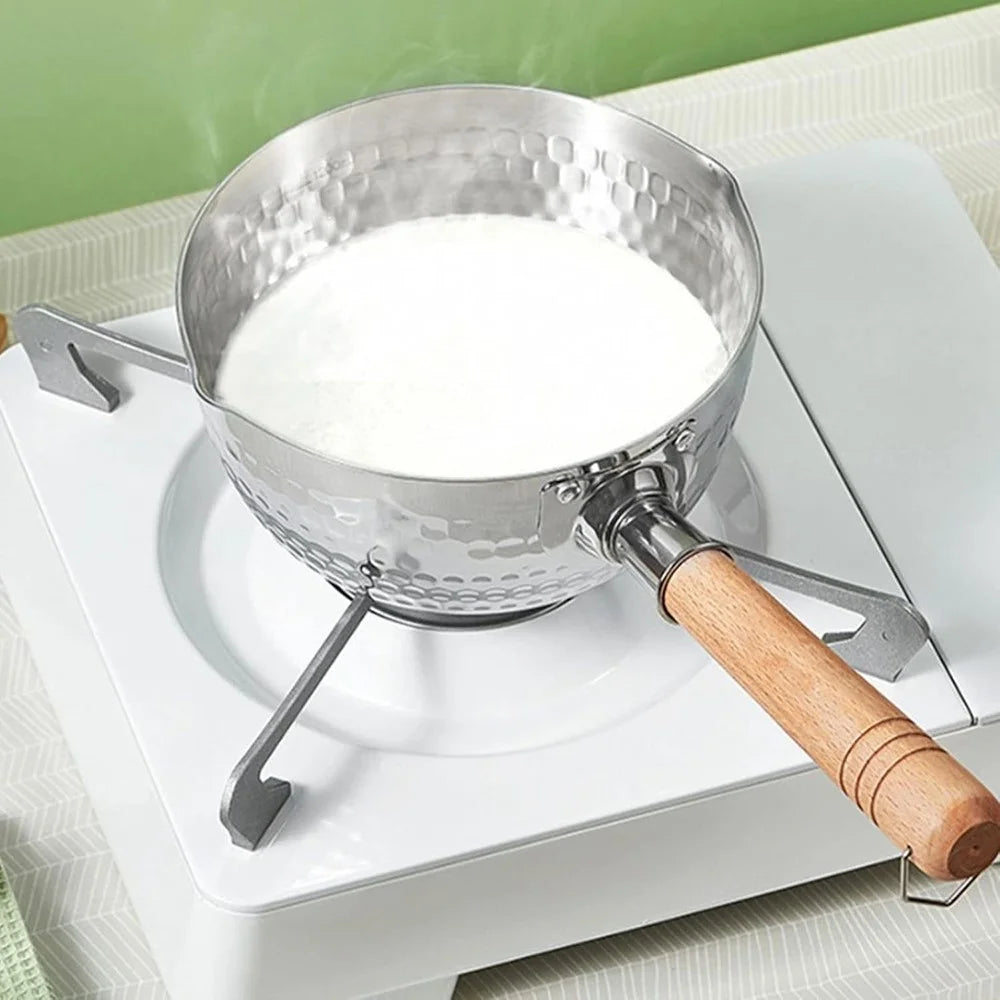 20cm Diameter Stainless Steel Japanese Saucepan with Wooden Handle Milk Soup Pot, without Lid (BPA Free, No FDA) - 4