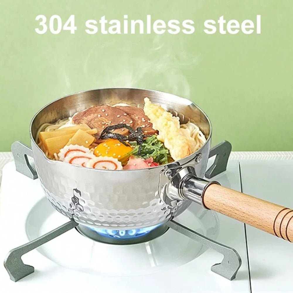20cm Diameter Stainless Steel Japanese Saucepan with Wooden Handle Milk Soup Pot, without Lid (BPA Free, No FDA) - 5