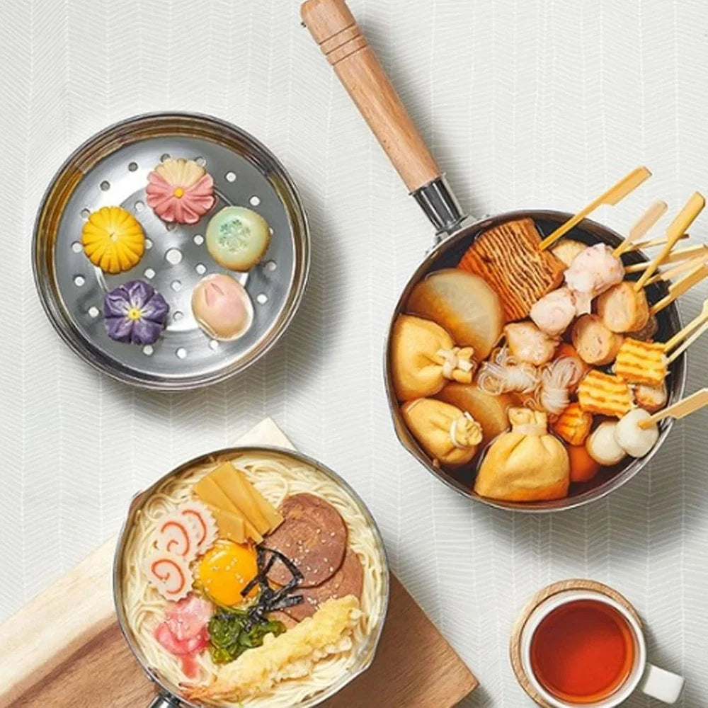 20cm Diameter Stainless Steel Japanese Saucepan with Wooden Handle Milk Soup Pot, without Lid (BPA Free, No FDA) - 7