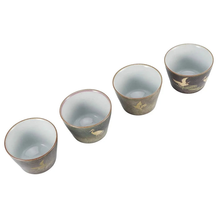 4Pcs / Set Kung Fu Tea Cups Handcrafted Crane Pattern Ceramic Teacups Traditional Chinese Tea Ceremony Gift - 5