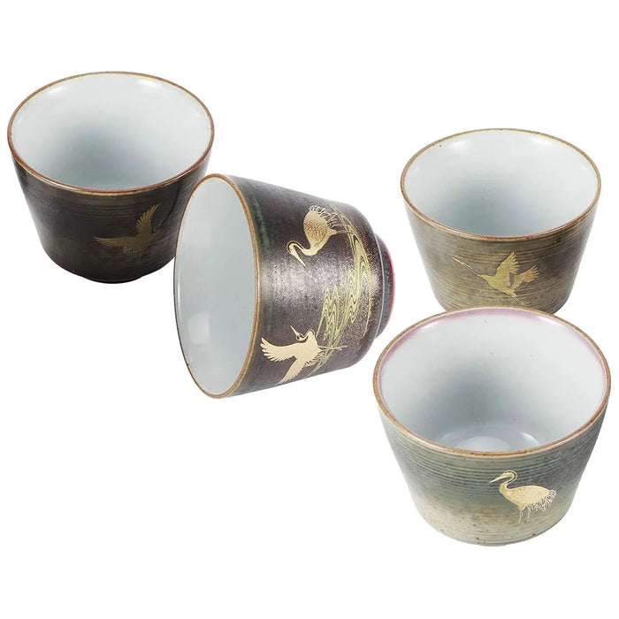 4Pcs / Set Kung Fu Tea Cups Handcrafted Crane Pattern Ceramic Teacups Traditional Chinese Tea Ceremony Gift - 6