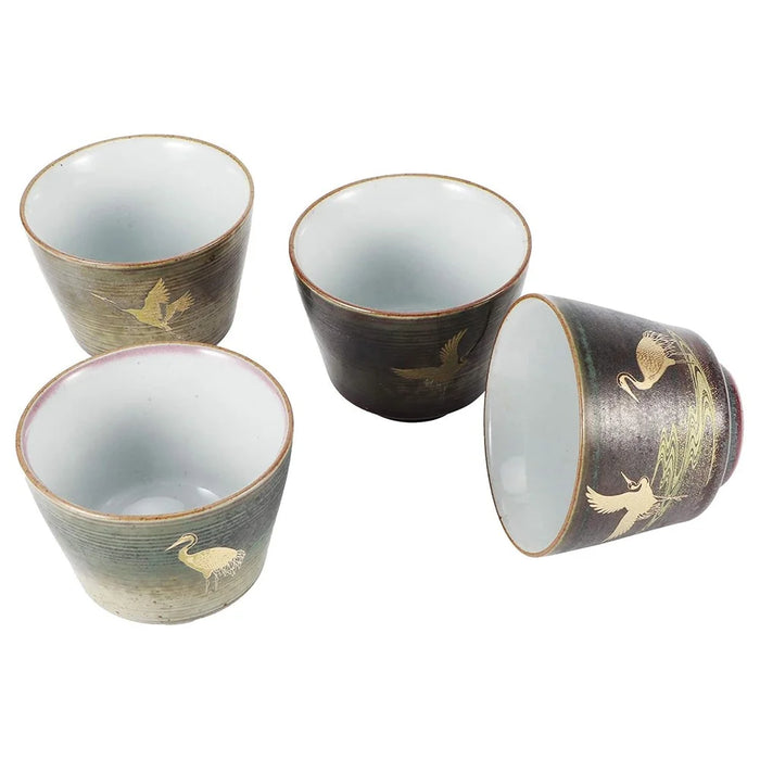 4Pcs / Set Kung Fu Tea Cups Handcrafted Crane Pattern Ceramic Teacups Traditional Chinese Tea Ceremony Gift - 7