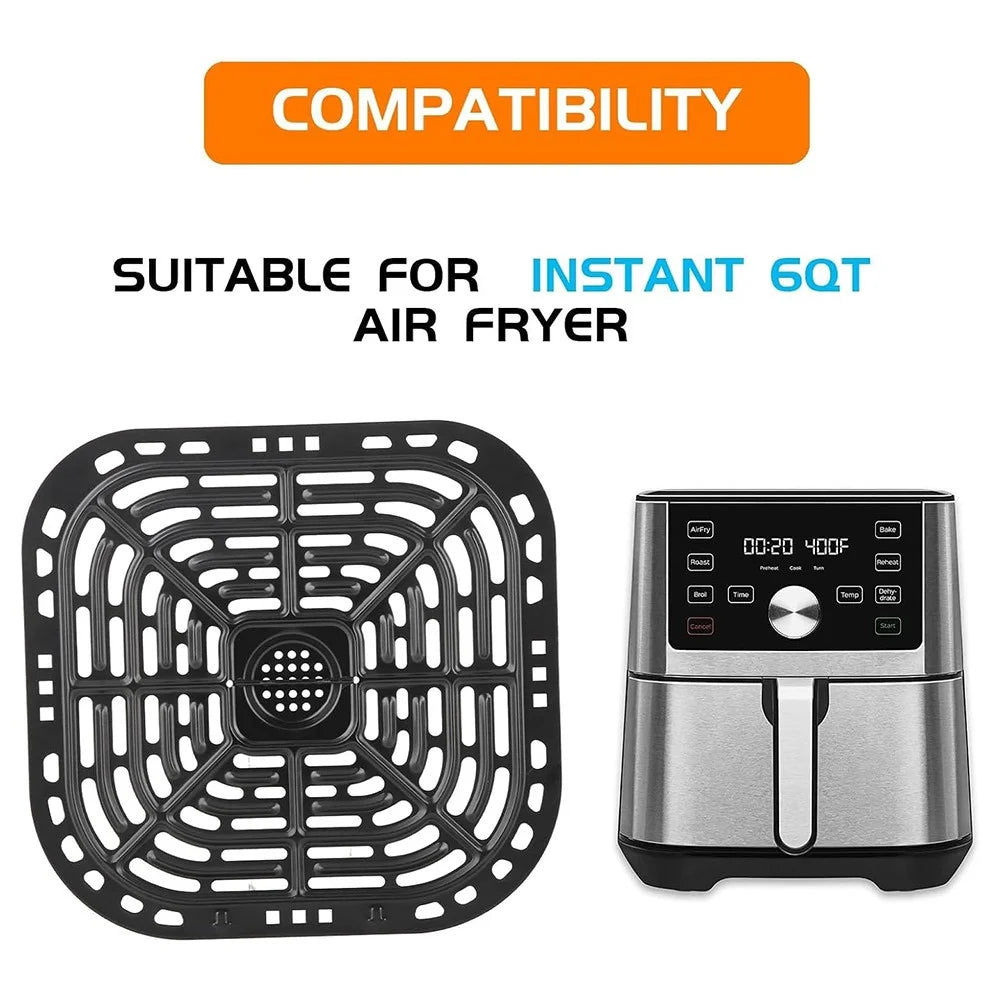 Air Fryer Square Steaming Pad Non-Slip Mat Air Fryer Basket Replacement Stainless Steel Grill Pad (BPA Free, No FDA) - 2