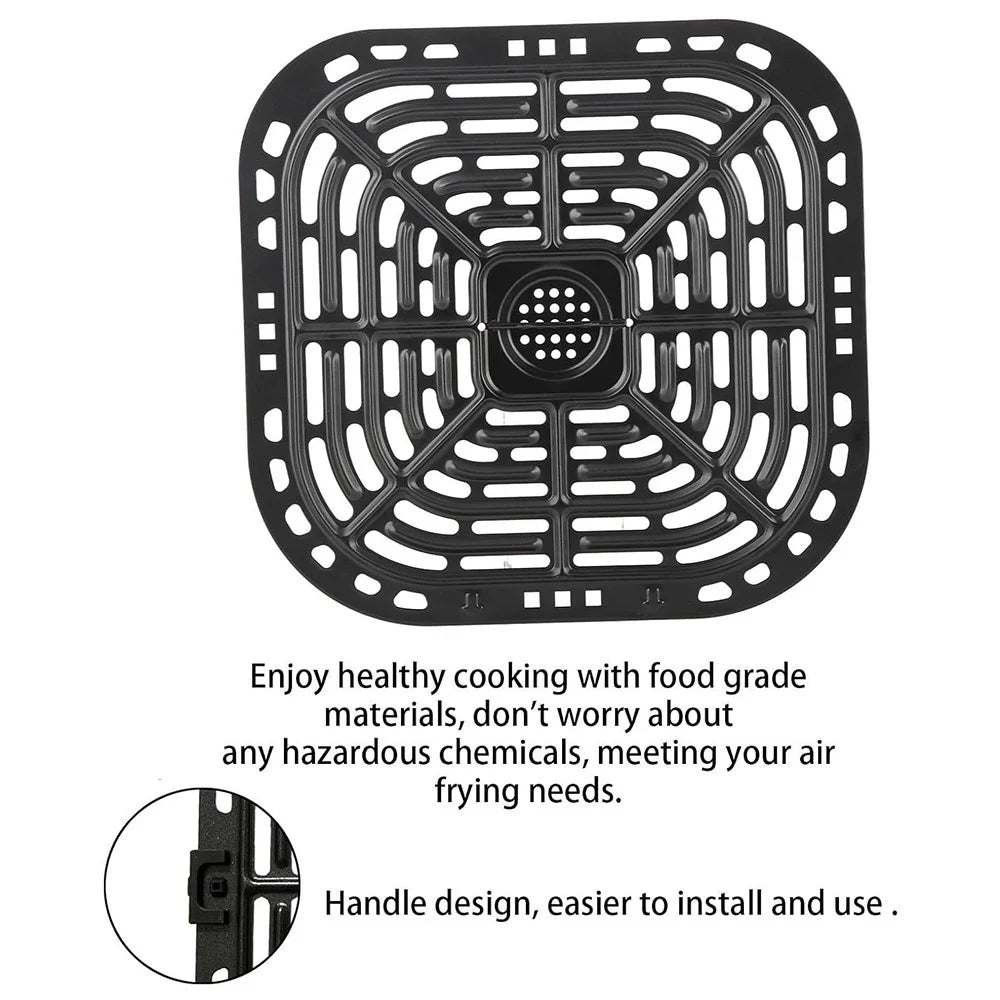Air Fryer Square Steaming Pad Non-Slip Mat Air Fryer Basket Replacement Stainless Steel Grill Pad (BPA Free, No FDA) - 3