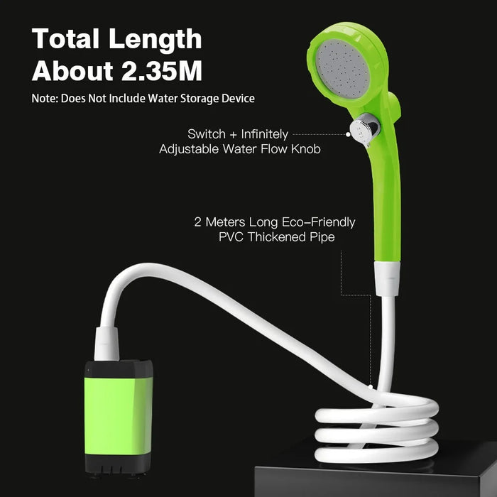 Portable Digital Display Camping Shower USB Rechargeable Outdoor Travel Shower Device - Green - 3