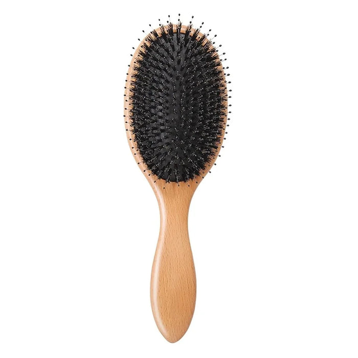 Portable Air Cushion Massage Comb Boar Bristle Hair Detangling Brush with Bamboo Handle - 6