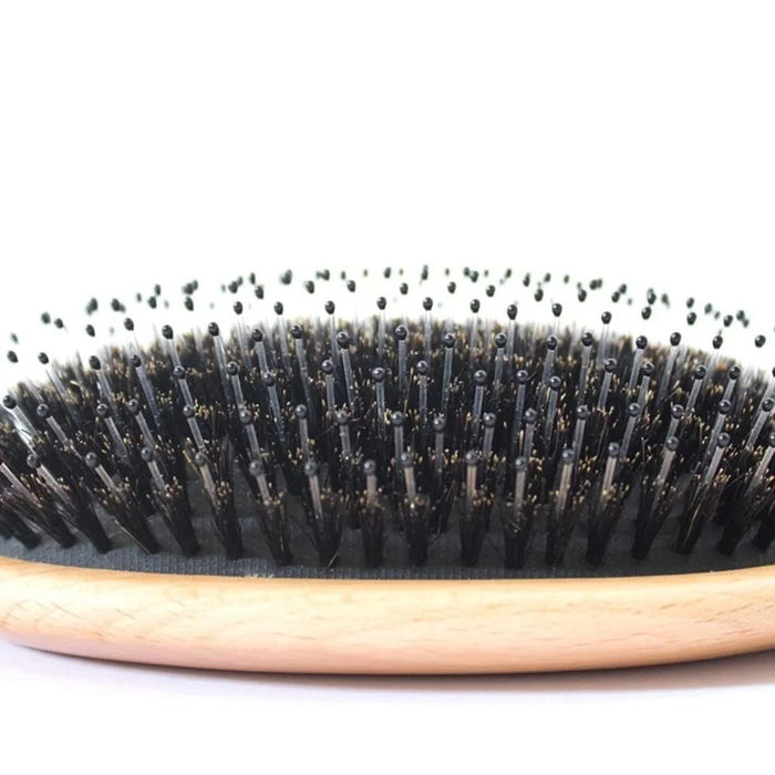 Portable Air Cushion Massage Comb Boar Bristle Hair Detangling Brush with Bamboo Handle - 7