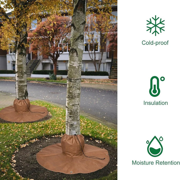 Winter Plant Root Insulation Bag for Tropical Trees 30 x 30 x 100cm Drawstring Protective Cover Anti Freeze Bubble Wrap - Brown - 3