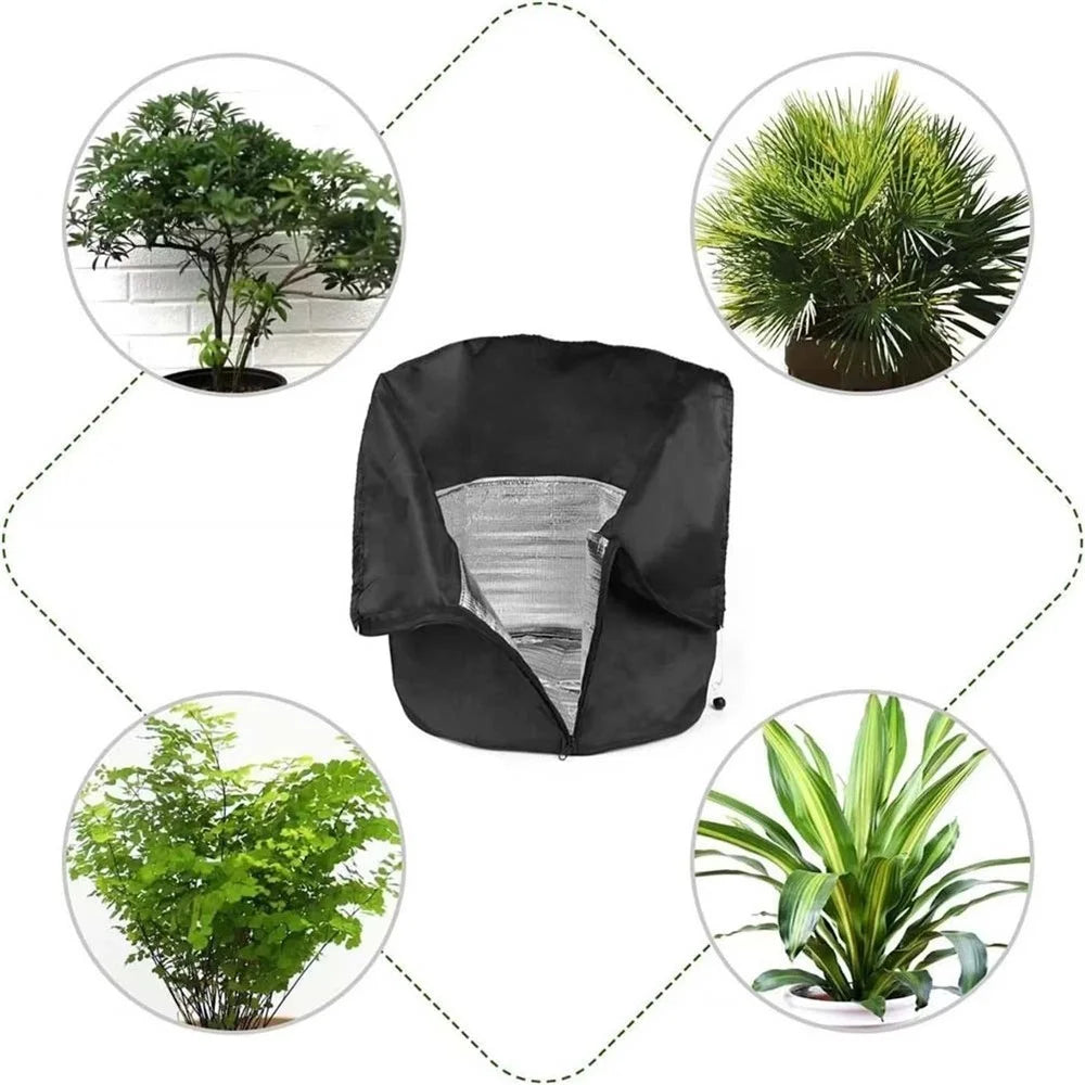Plant Protection Cover for Winter Gardening 45 x 50cm Breathable Insulated Tree Shrub Frost Guard Reusable - Black - 4