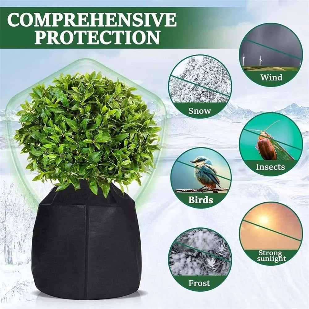Plant Protection Cover for Winter Gardening 45 x 50cm Breathable Insulated Tree Shrub Frost Guard Reusable - Black - 7