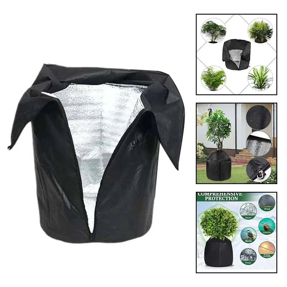 Plant Protection Cover for Winter Gardening 65 x 70cm Breathable Insulated Tree Shrub Frost Guard Reusable - Black - 3