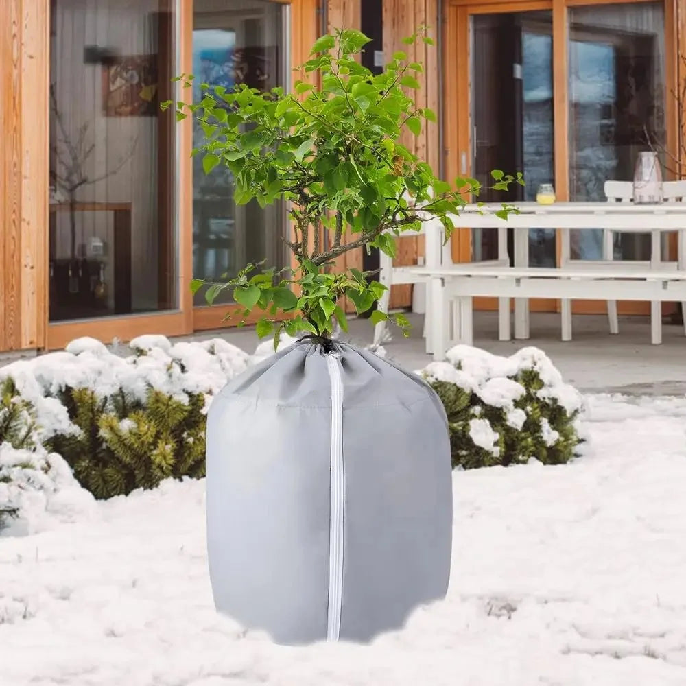 Plant Protection Cover for Winter Gardening 40 x 35cm Breathable Insulated Tree Shrub Frost Guard Reusable - Grey - 3