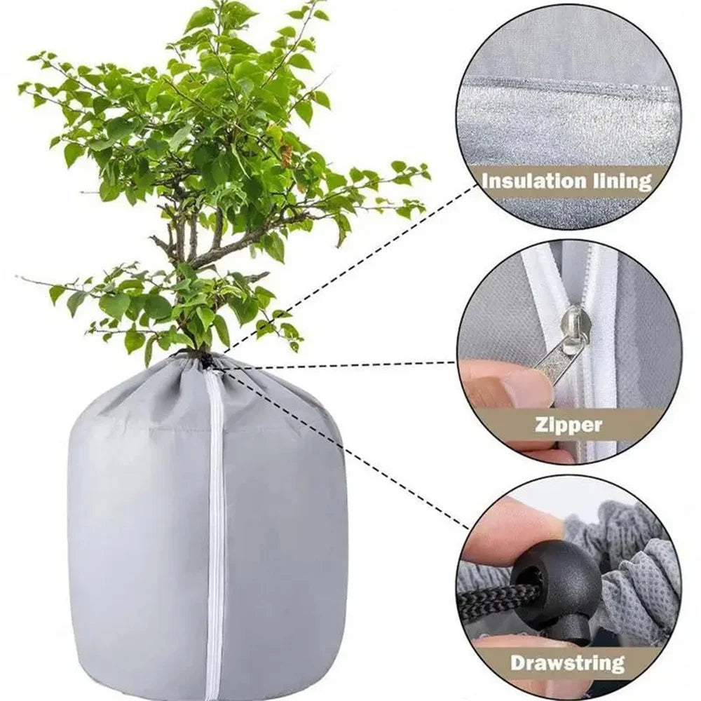 Plant Protection Cover for Winter Gardening 40 x 35cm Breathable Insulated Tree Shrub Frost Guard Reusable - Grey - 5