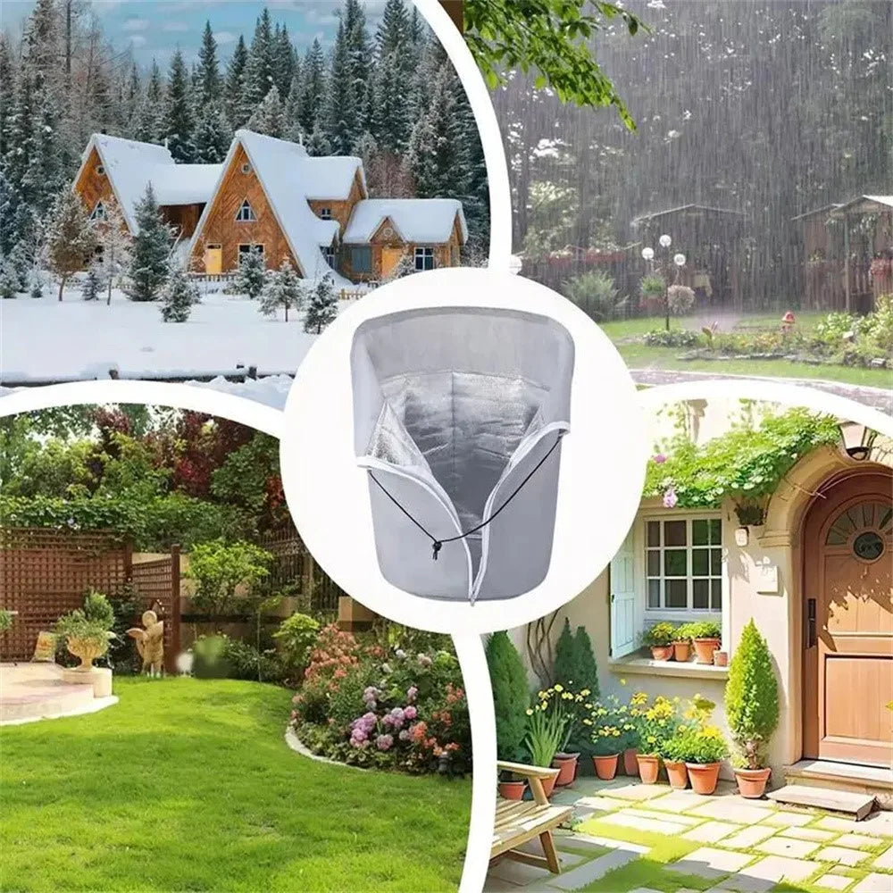 Plant Protection Cover for Winter Gardening 40 x 35cm Breathable Insulated Tree Shrub Frost Guard Reusable - Grey - 7