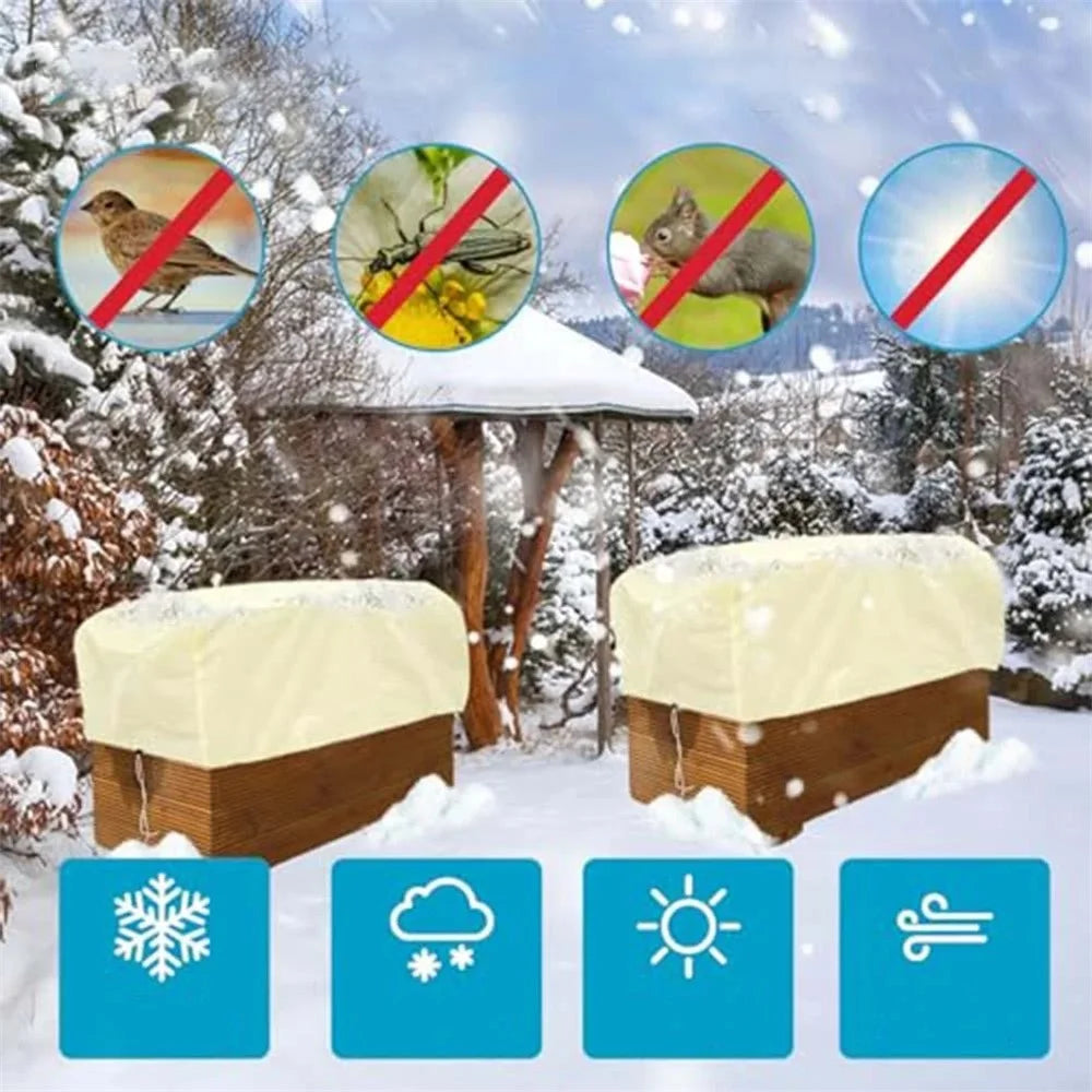 Plant Protection Cover 100 x 40 x 45cm Rectangular Winter Planter Frost Bags Non-Woven Fabric Wraps Blanket - Beige - 4