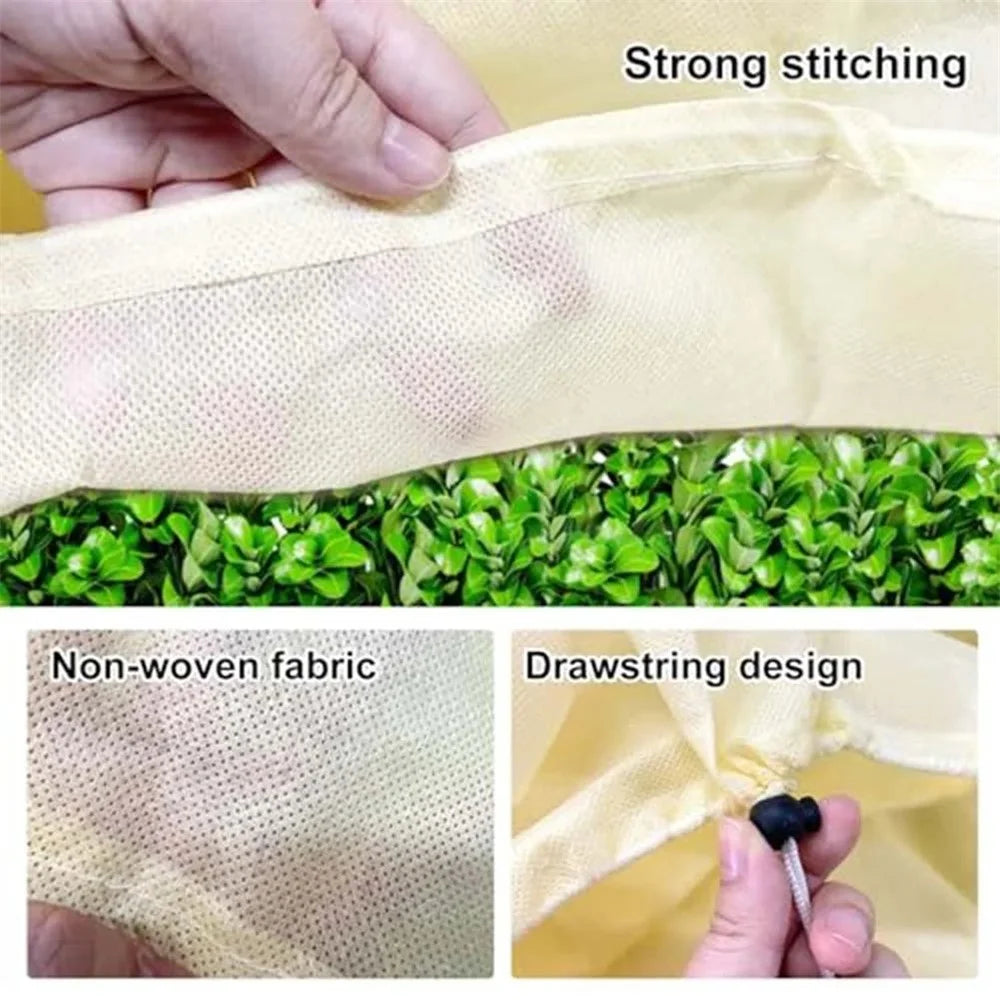 Plant Protection Cover 150 x 40 x 45cm Rectangular Winter Planter Frost Bags Non-Woven Fabric Wraps Blanket - Beige - 2