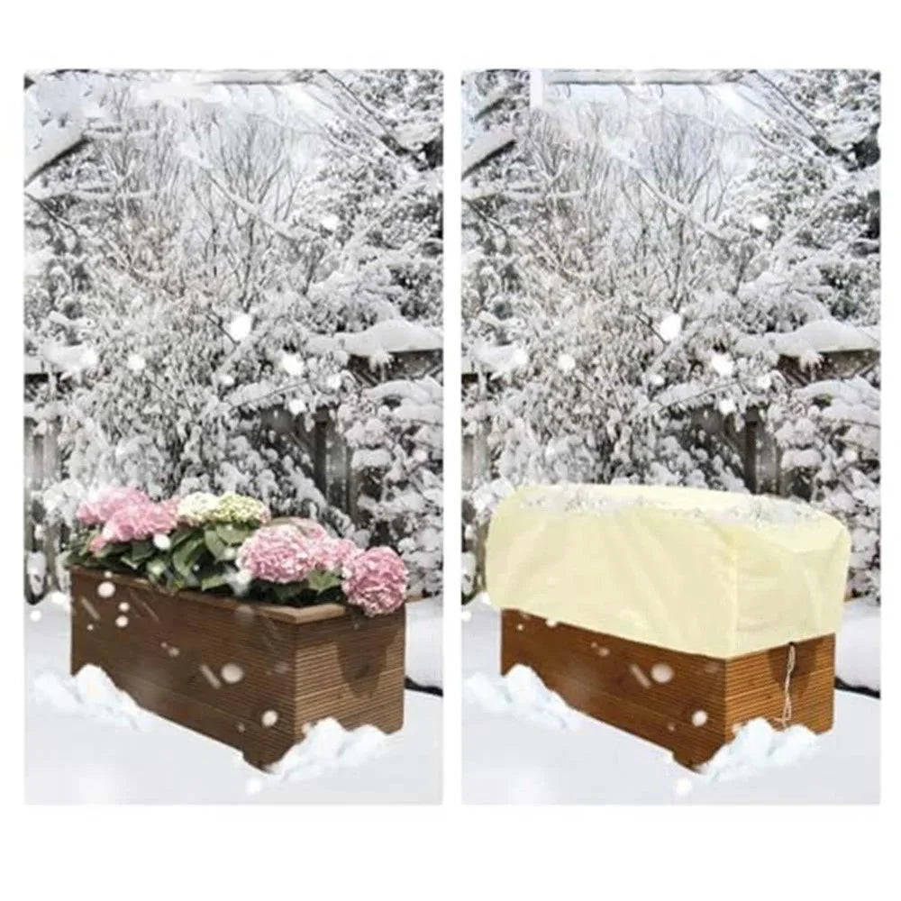 Plant Protection Cover 150 x 40 x 45cm Rectangular Winter Planter Frost Bags Non-Woven Fabric Wraps Blanket - Beige - 6