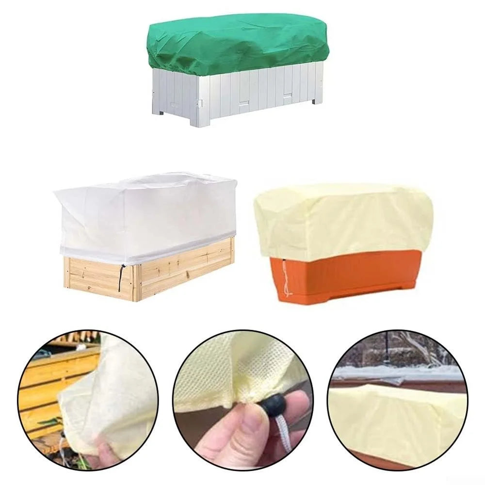Plant Protection Cover 150 x 40 x 45cm Rectangular Winter Planter Frost Bags Non-Woven Fabric Wraps Blanket - Beige - 7