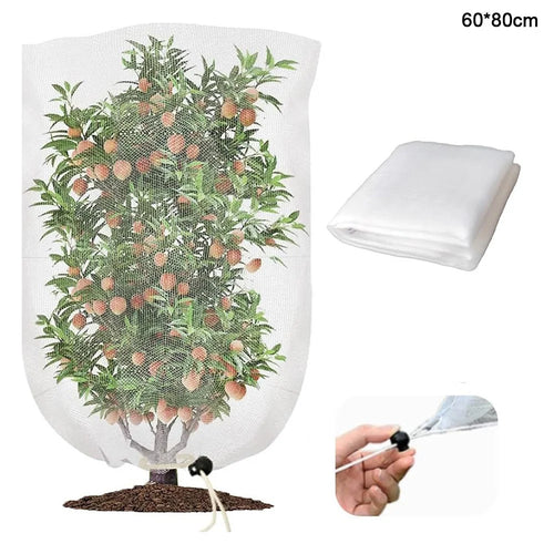 Fruit Tree Netting with Drawstring 60 x 80cm Garden Insect Barrier Plant Cover Tent-Bug Mesh Guard - White - 1