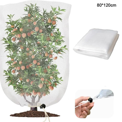 Fruit Tree Netting with Drawstring 80 x 120cm Garden Insect Barrier Plant Cover Tent-Bug Mesh Guard - White - 1