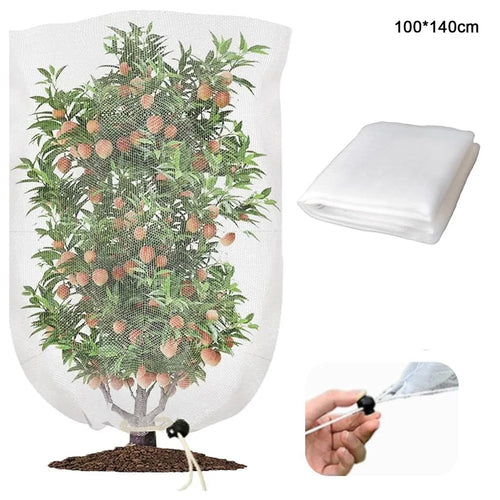 Fruit Tree Netting with Drawstring 100 x 140cm Garden Insect Barrier Plant Cover Tent-Bug Mesh Guard - White - 1