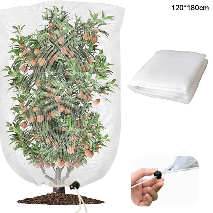 Fruit Tree Netting with Drawstring 120 x 180cm Garden Insect Barrier Plant Cover Tent-Bug Mesh Guard - White - 1
