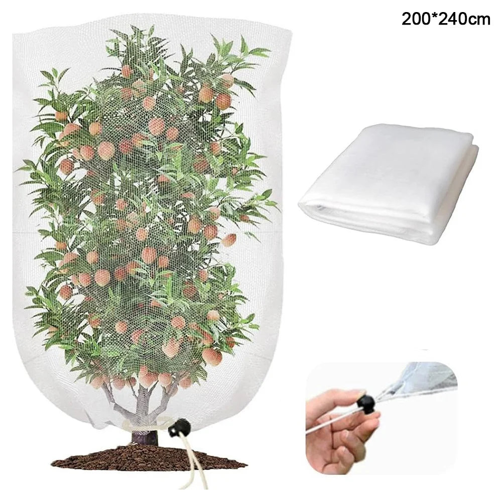 Fruit Tree Netting with Drawstring 200 x 240cm Garden Insect Barrier Plant Cover Tent-Bug Mesh Guard - White - 1