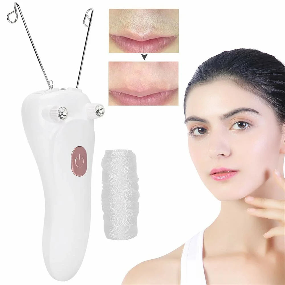 Women Electric Hair Epilator USB Rechargeable Body Facial Hair Remover Cotton Thread Depilator - 2