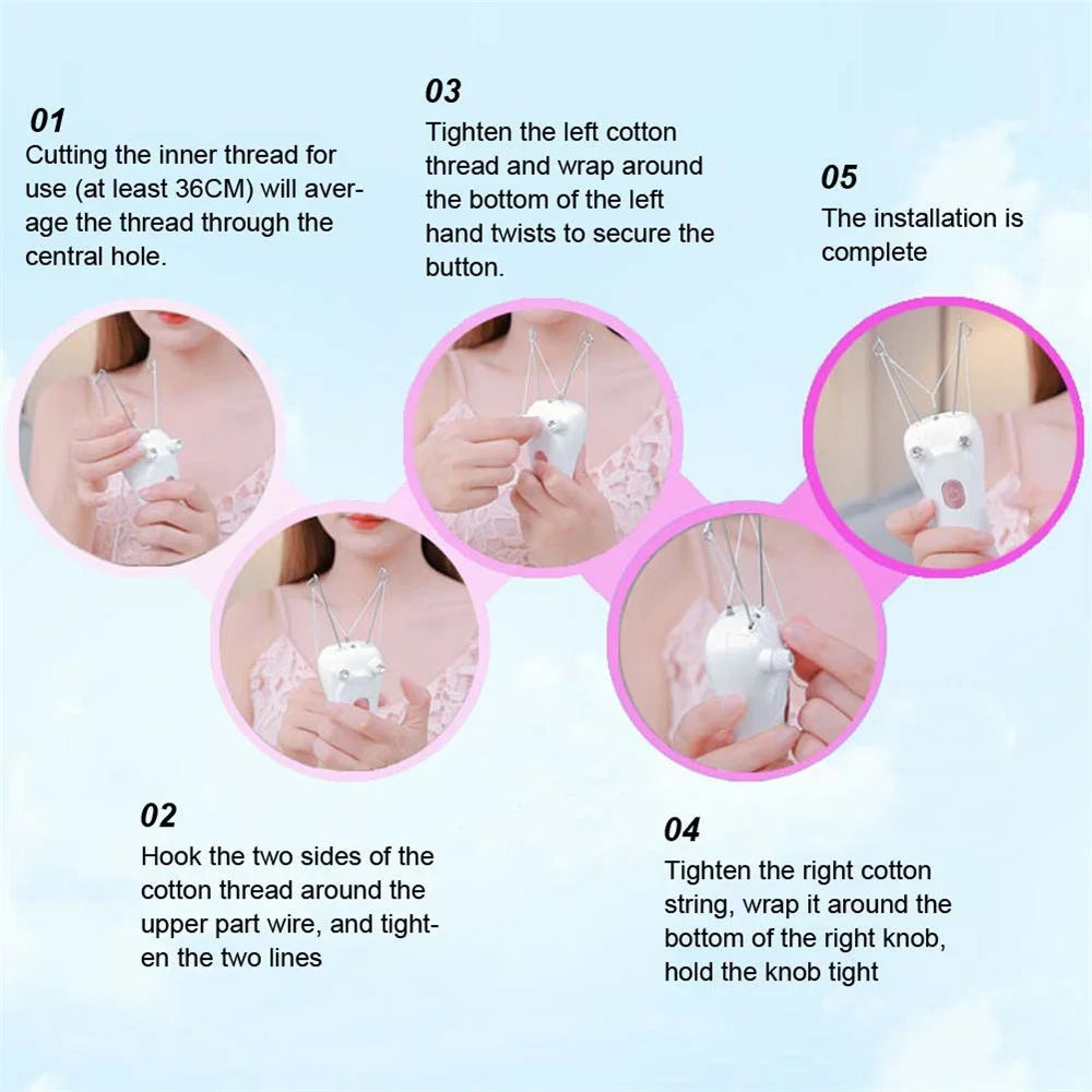 Women Electric Hair Epilator USB Rechargeable Body Facial Hair Remover Cotton Thread Depilator - 5