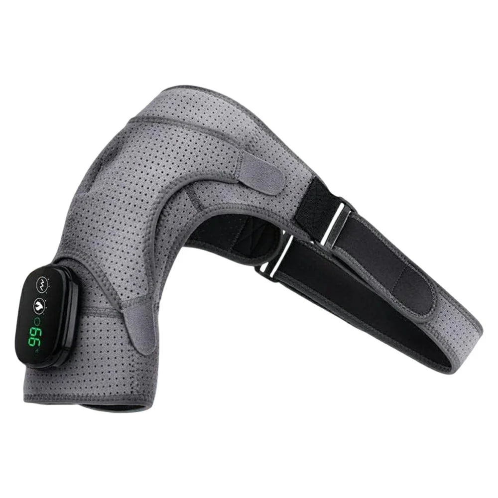 Upgraded Wireless USB Shoulder Massager 3 Levels Vibration LED Display Heat Therapy Shoulder Brace - 2