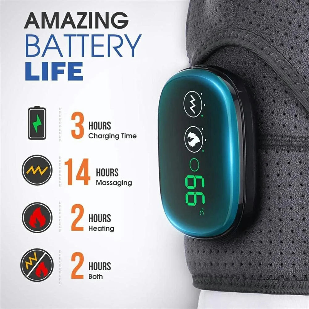 Upgraded Wireless USB Shoulder Massager 3 Levels Vibration LED Display Heat Therapy Shoulder Brace - 6
