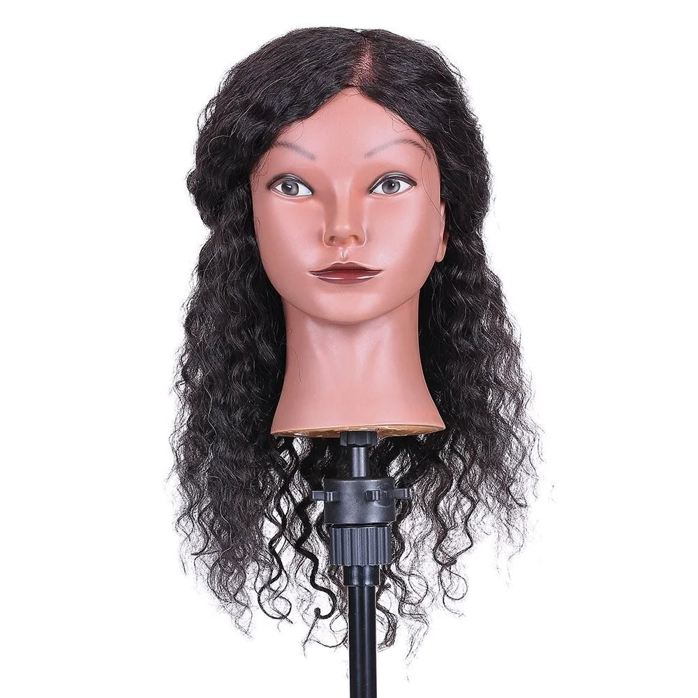 Curly Hairdressing Training Head Cosmetology Mannequin Head for Hair Styling Practice Hair Braiding Dummy Head - 1