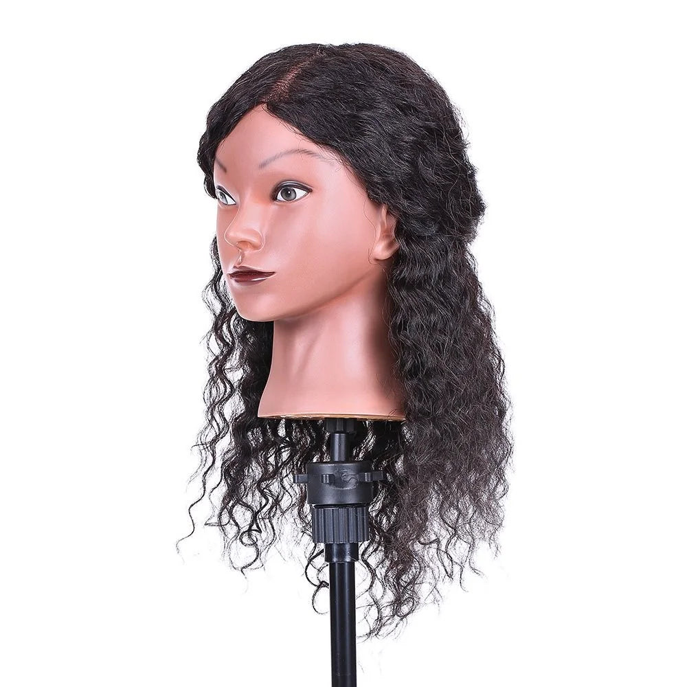 Curly Hairdressing Training Head Cosmetology Mannequin Head for Hair Styling Practice Hair Braiding Dummy Head - 2