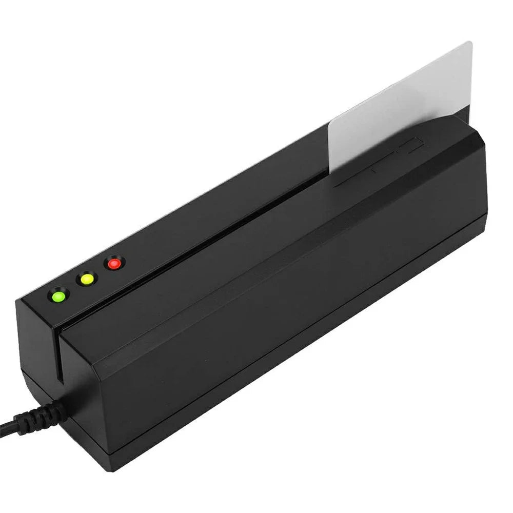 USB Magnetic Credit Card Reader with LED Indicator Magstripe Writer 3 Tracks Smart Card Reader - 2