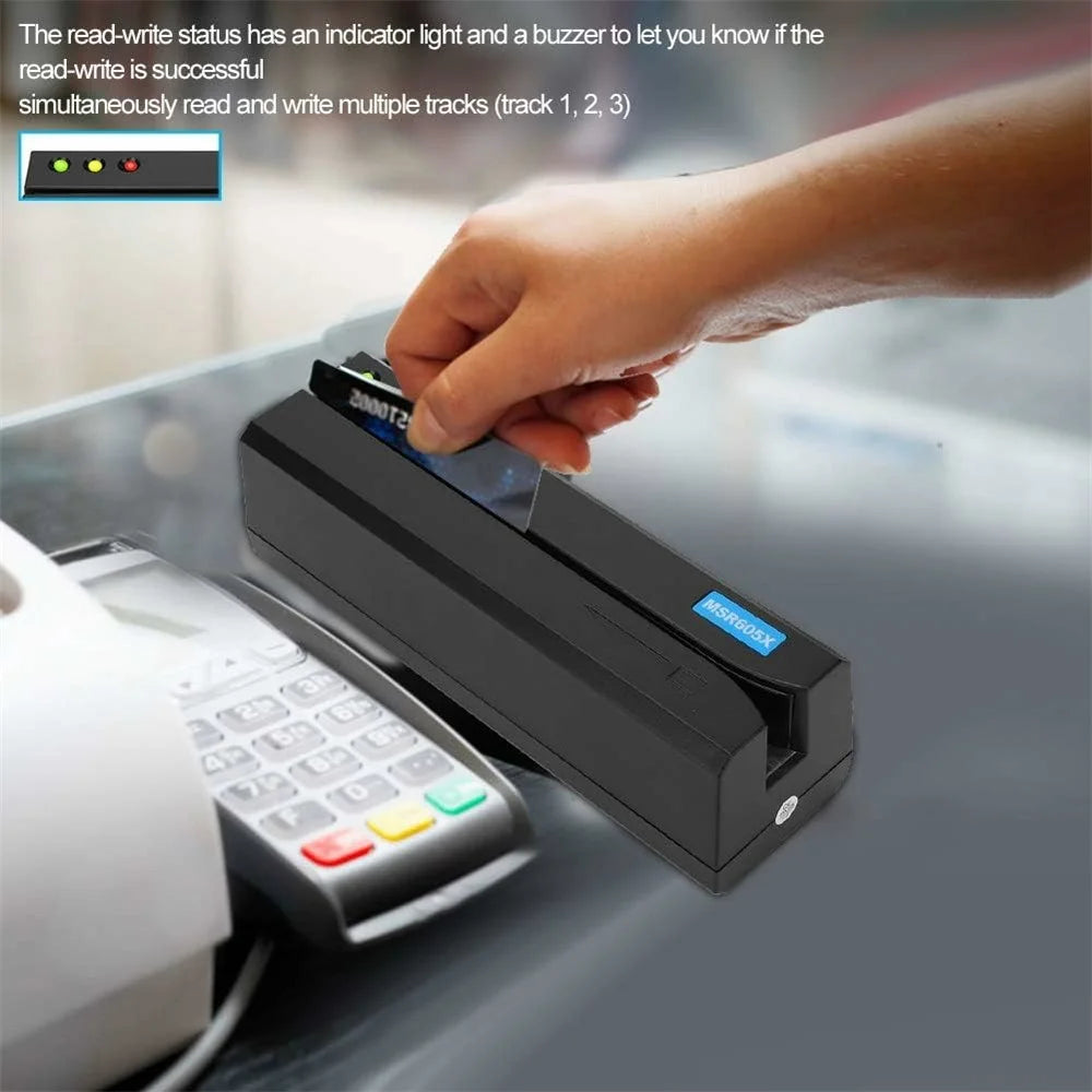USB Magnetic Credit Card Reader with LED Indicator Magstripe Writer 3 Tracks Smart Card Reader - 3