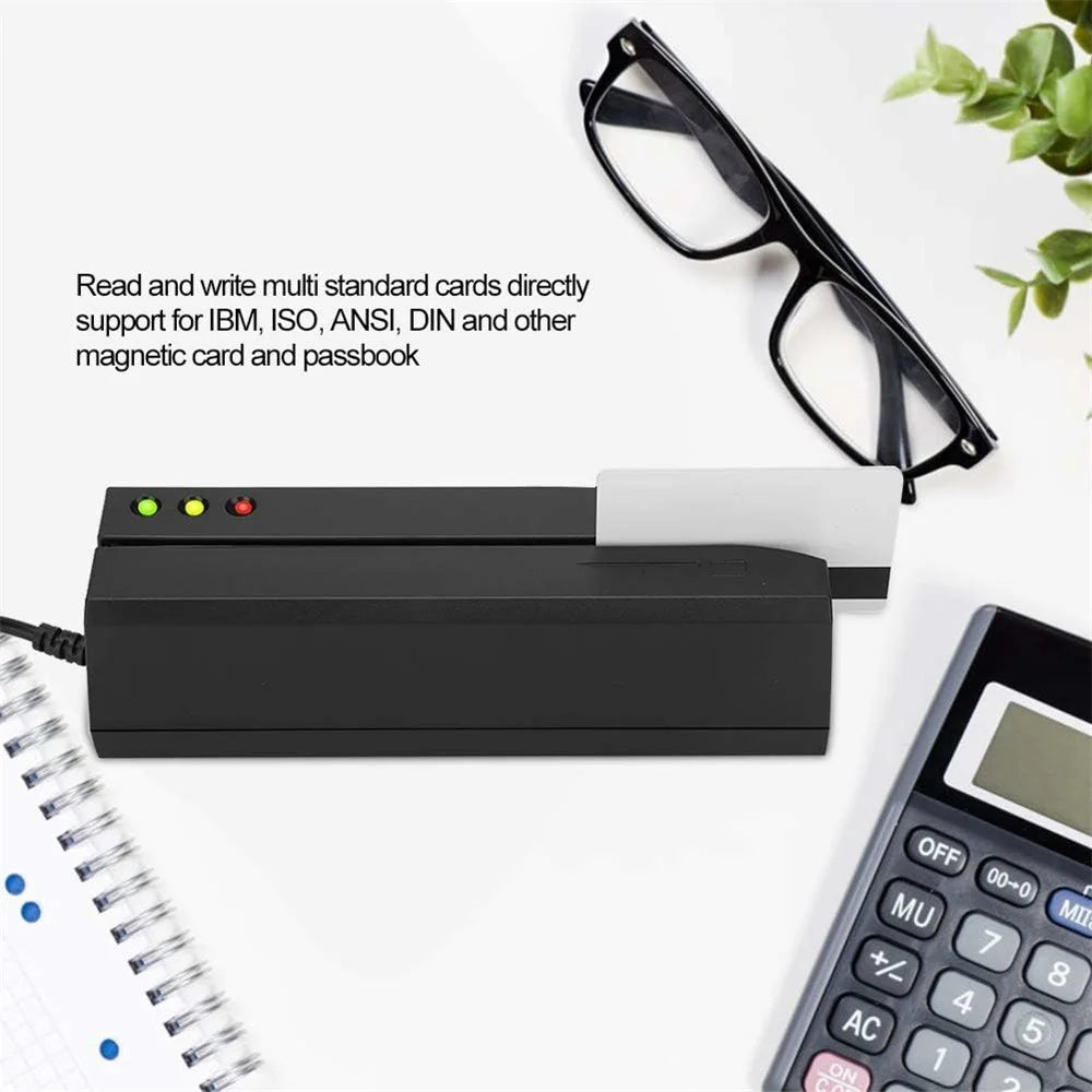 USB Magnetic Credit Card Reader with LED Indicator Magstripe Writer 3 Tracks Smart Card Reader - 4