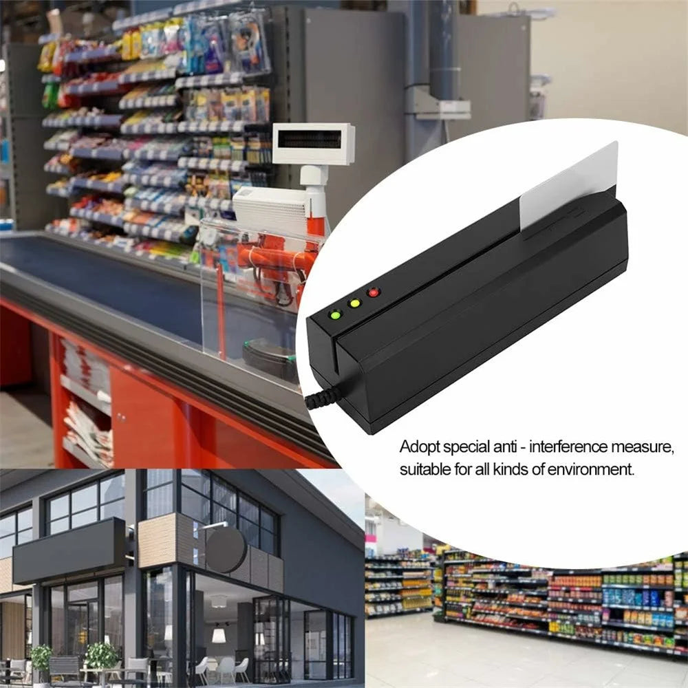 USB Magnetic Credit Card Reader with LED Indicator Magstripe Writer 3 Tracks Smart Card Reader - 5
