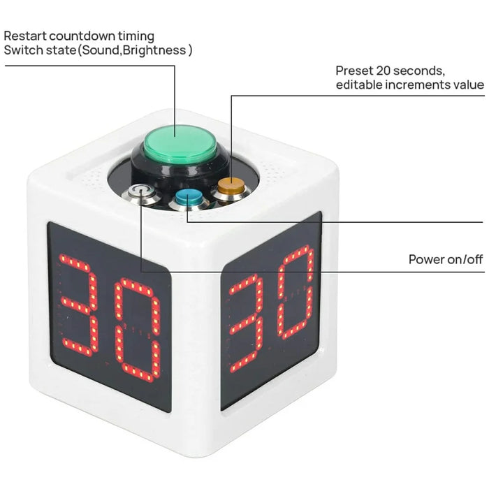 1.4 Inch Mini Digital Stopwatch 4 Sides Programmable Timer with 3 Buttons Countdown Timer - White - 4