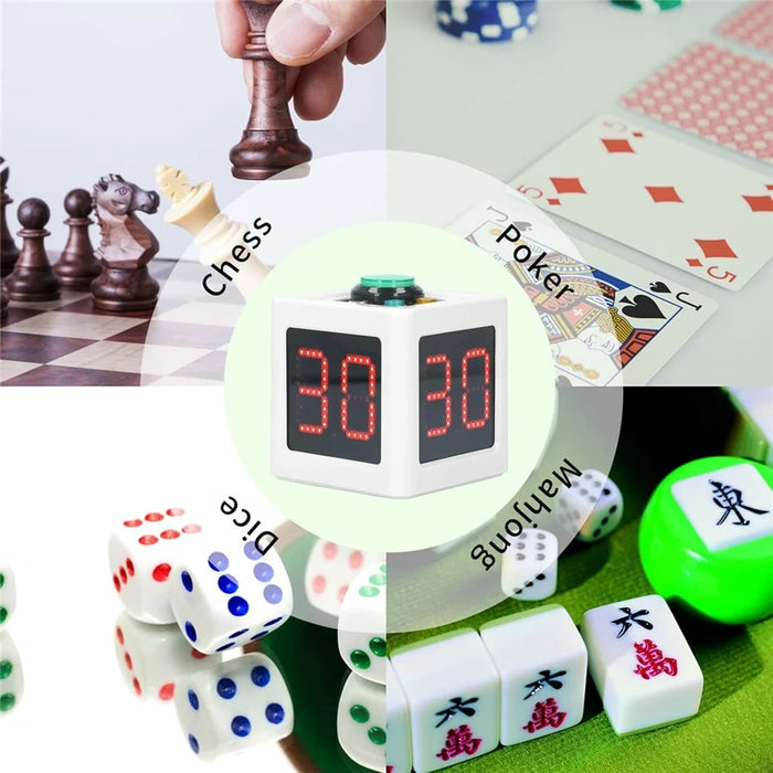 1.4 Inch Mini Digital Stopwatch 4 Sides Programmable Timer with 3 Buttons Countdown Timer - White - 6