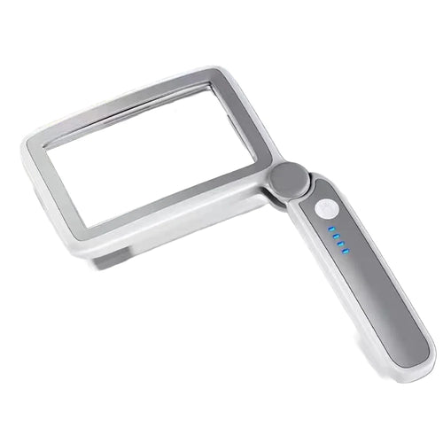 Rechargeable 10-LED Magnifying Glass Handheld Folding Magnifier with Light for Reading Electronics Repair - White - 1
