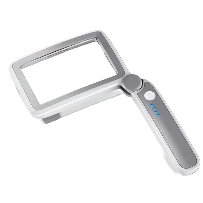 Rechargeable 10-LED Magnifying Glass Handheld Folding Magnifier with Light for Reading Electronics Repair - White - 1